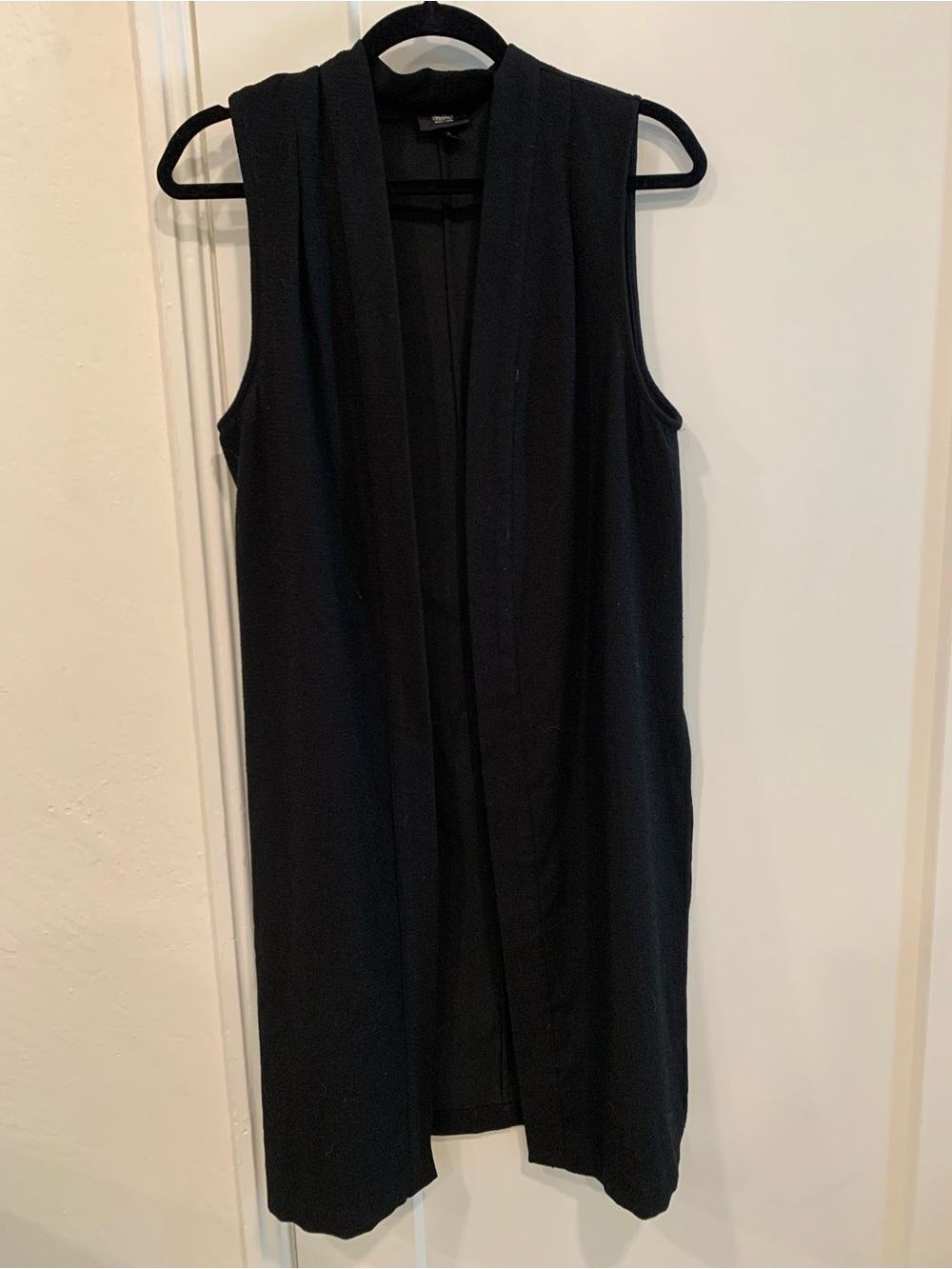 Sleeveless Open Front Black Cardigan